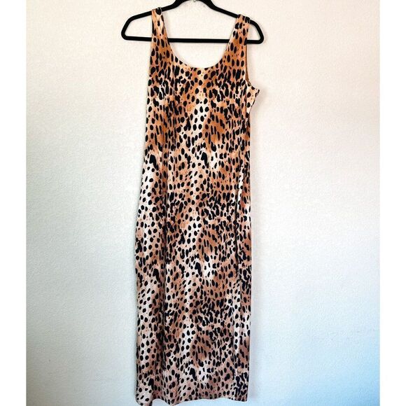 NWT! Good American Caramel Cheetah Body Con Midi Dress Size 5 XXL - Picture 3 of 4